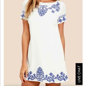 Lulus blue and white mini dress